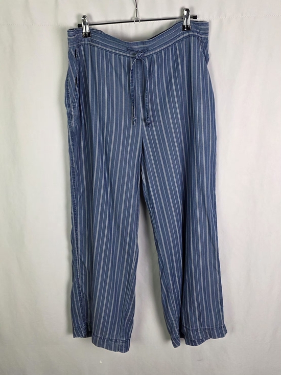 Zac & Rachel Pants - Zac & Rache Blue and White Striped Drawstring Wide Leg Capri Pants Size L